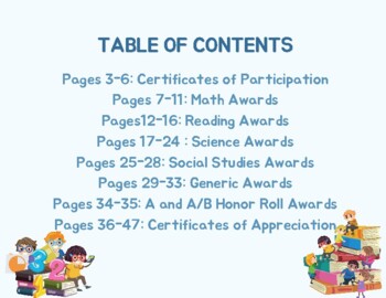 30 AWARDS/CERTIFICATES Education math/sci/SS/ELA/generic FILL IN THE BLANK