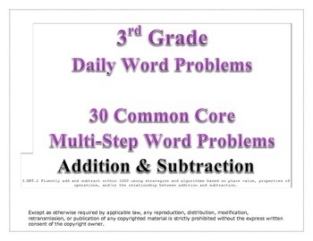 30 Addition & Subtraction Multi-Step Word Problems: 3rd Grade | TpT