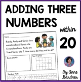 1st & 2nd Grade Math: Word Problems Adding 3 Numbers withi