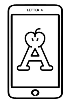 Preview of 30 Alphabet And Phonics Coloring Pages &  iPhone Bulletin Board Letters Kit,