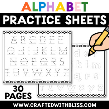 30 Alphabet Practice Tracing Sheets, Q-TIP Alphabet Activities ...