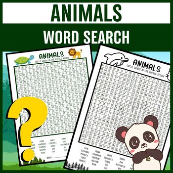 30 Animals Word Search Puzzles Worksheet for Kids : Explore the Animal ...
