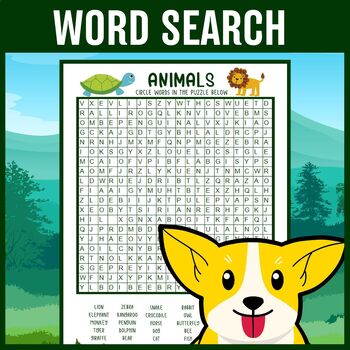 30 Animals Word Search Puzzles Worksheet for Kids : Explore the Animal ...