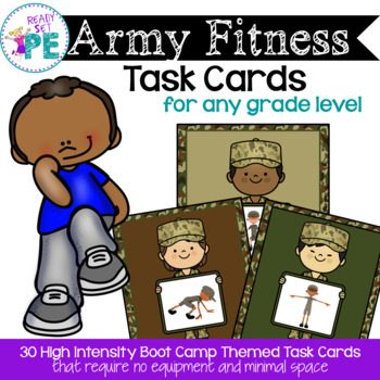 Preview of Army Fitness Task Cards - PE, Brain Breaks & Indoor Recess