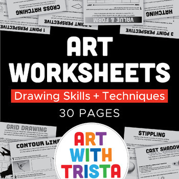 Preview of 30 Art Worksheets - Great For Sub Plans, Bellwork/Bell Ringers, Early Finishers