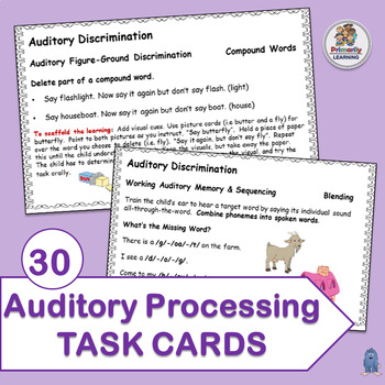 Preview of 30 Auditory Processing Activities - Auditory Discriminaiton & Auditory Memory