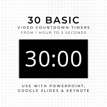 Preview of 30 BASIC (B) Video Countdown Timers - For PowerPoint, Slides, Keynote