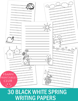 Preview of 30 BLACK WHITE SPRING WRITING PAPERS TEMPLATE- WRITING PAPERS FOR SPRING