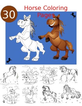Preview of 30 Beautiful  Pictures of  Horses to Color