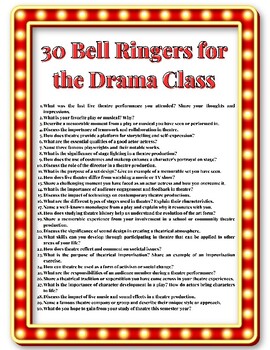 Preview of 30 Bell Ringers for The Drama or Theatre Classroom