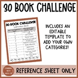 30 Book Challenge REFERENCE SHEET