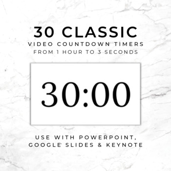 Preview of 30 CLASSIC (W) Video Countdown Timers - For PowerPoint, Slides, Keynote