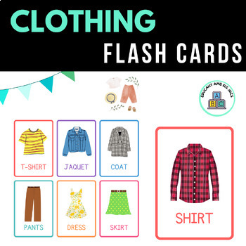 30 CLOTHES FLASH CARDS CLOTHING medium and large size by educantambelsjocs