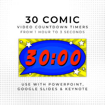 Preview of 30 COMIC Video Countdown Timers - For PowerPoint, Slides, Keynote