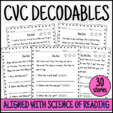 30 CVC Decodable Stories with wh- Comprehension Questions