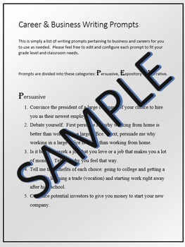 Preview of 35 Career & Business Writing Prompts