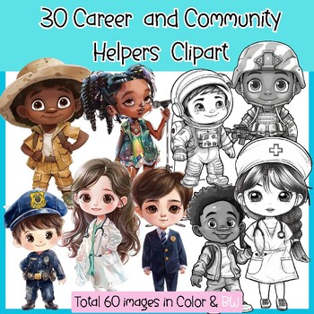 Preview of 30 Career  and Community Helpers Clipart / Boys&Girls Jobs Clipart