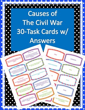 Preview of Causes of The Civil War - 30 Task Cards