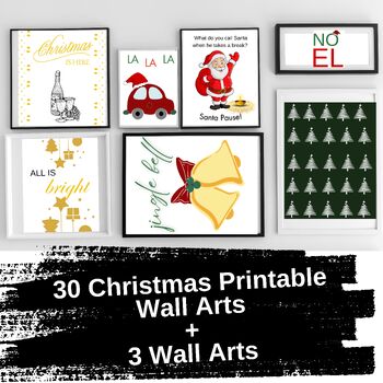 Preview of 30 Christmas Wall Art for Kids, Parents and Teachers, Christmas Printables