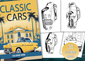 Preview of 30 Classic Cars Coloring Pages |  Collection of 30 Iconic Classic Cars