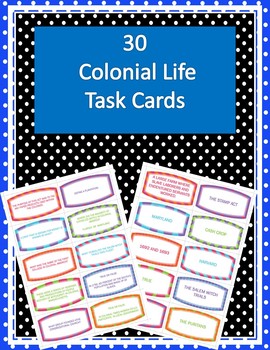 Preview of Colonial Life - 30 Task Cards