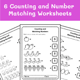 6 Counting and Number Matching Worksheets
