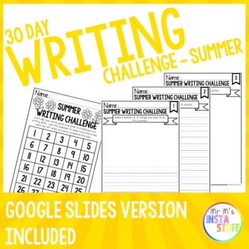 Preview of 30 DAY WRITING PROMPTS // SUMMER EDITION // GOOGLE SLIDES AND PRINTABLES