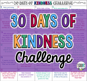 Preview of 30 DAYS OF KINDNESS CHALLENGE: Individual or Class Activity