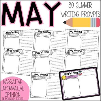 Preview of 30 Daily Writing Prompts for May | End of the Year and Summer Themed Journal