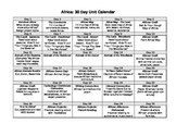 30 Day Africa Unit Calendar