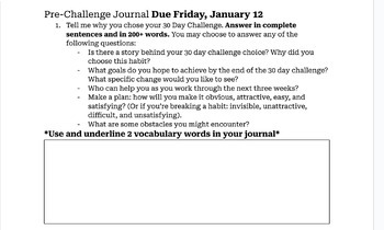 30 Day Challenge Materials (GROWTH MINDSET) by Kayla Foliaco | TPT