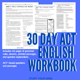 30 Day English ACT Prep Workbook with practice passages an