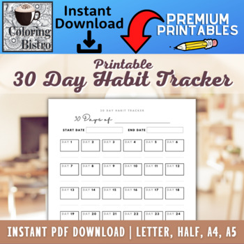 Preview of 30 Day Habit Tracker Printable - Habit Forming Printable - Challenge Tracker
