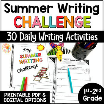 Preview of Summer Writing Prompts: Summer Writing Journal Challenge for 1st and 2nd Grade