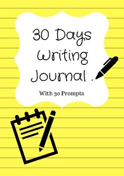 Preview of 30 Days Writing Journal for Kids with 30 Writing Prompts