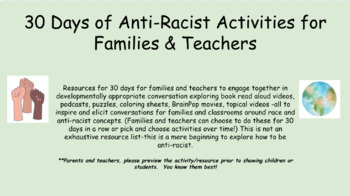 Preview of 30 Days of Anti-Racist SEL Activities For Families And Teachers