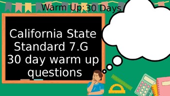 Preview of 30 Days of CCSS 7.G Warm-up Questions