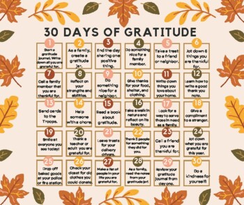 Preview of 30 Days of Gratitude November Challenge