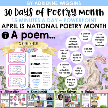 30 Days of National Poetry Month PowerPoint by Adrienne Wiggins | TPT