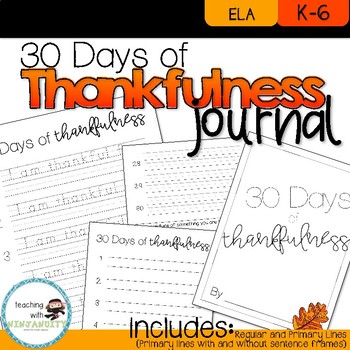 Preview of 30 Days of Thankfulness Journal