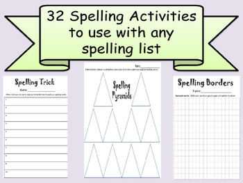 Preview of SPELLING 32 Different Center Activities Worksheets