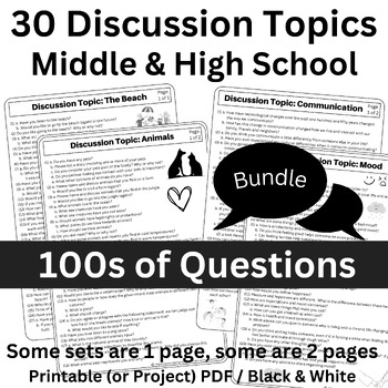 Preview of 30 Discussion Topics - Each a Separate Handout - 100s of Questions! Middle&High