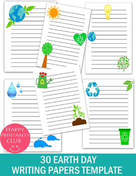 Preview of 30 Earth Day Writing Papers Template- Earth Day Writing Papers
