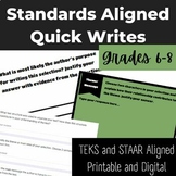 35 Editable Middle School Standards Aligned Quick Writes New STAAR Question Type