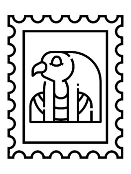 Preview of 30 Egypt Postal Stamp Activities,  Egypt Coloring Pages, No Prep Art Sub