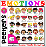 30 Emotions Clipart Peekers. Full Color & Black/white. {Li