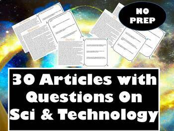 Preview of 30 Engaging Science & Tech Articles with Questions and a Answer Key! No Prep