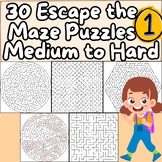 30 Escape the Maze Puzzles for Kids, Teens, Adults, Medium