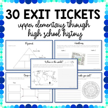 Preview of 30 Exit Tickets for Any History Class - Printable and Digital