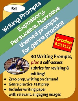 Preview of 30 Fall Writing Prompts: Expository, Persuasive & Narrative, Grades 9-12
